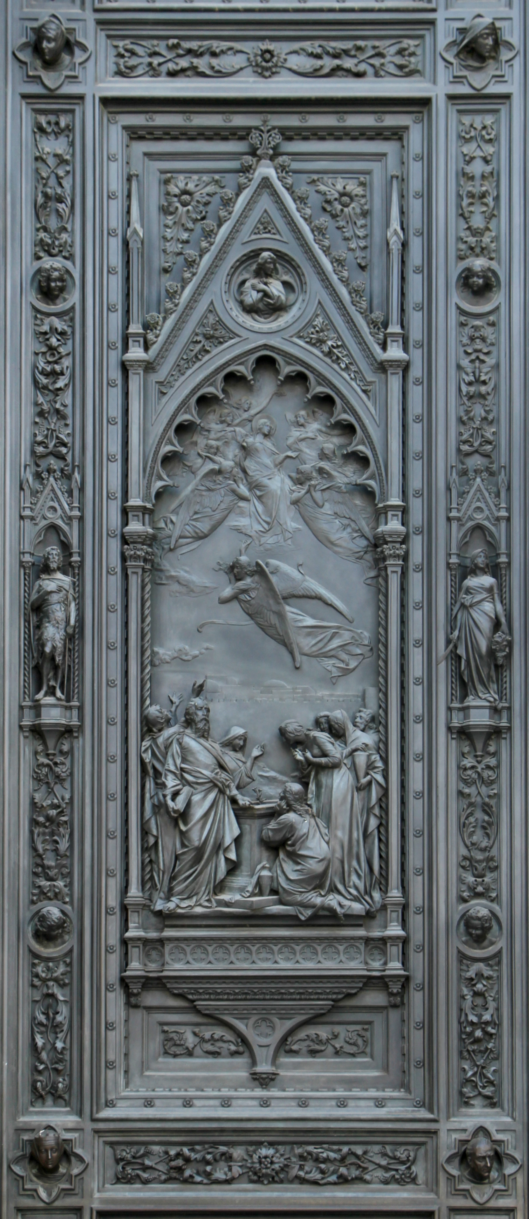 Cattedrale di Santa Maria del Fiore, Firenze - Facciata, Portale in bronzo. Battente sx, Assunzione di Maria